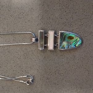 Sterling silver necklace with abalone stones